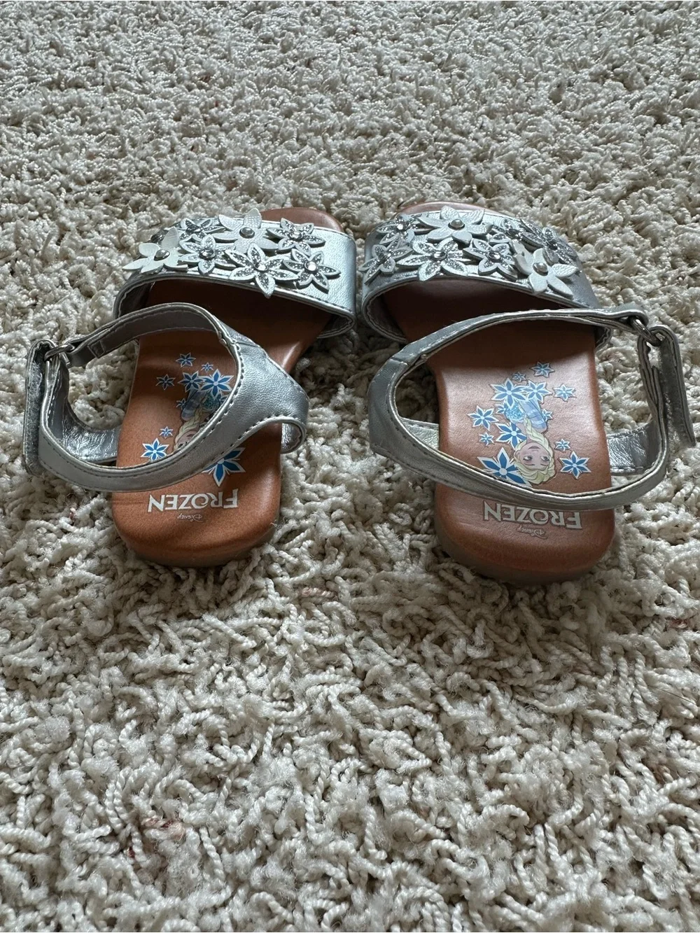 Disney Silver Floral Sandals with White Accents - Frozen